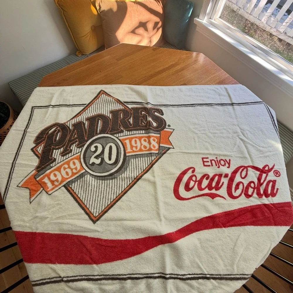 Vintage San Diego Padres 20th Anniversary 1969-1988 Coca Cola Towel